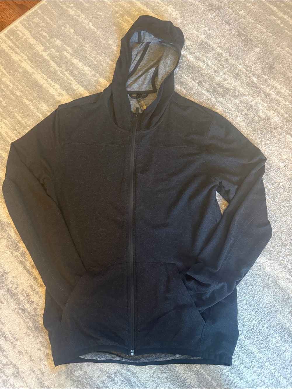 Men's Dark Charcoal Grey Zip-Up Hoodie Sweater with Pockets